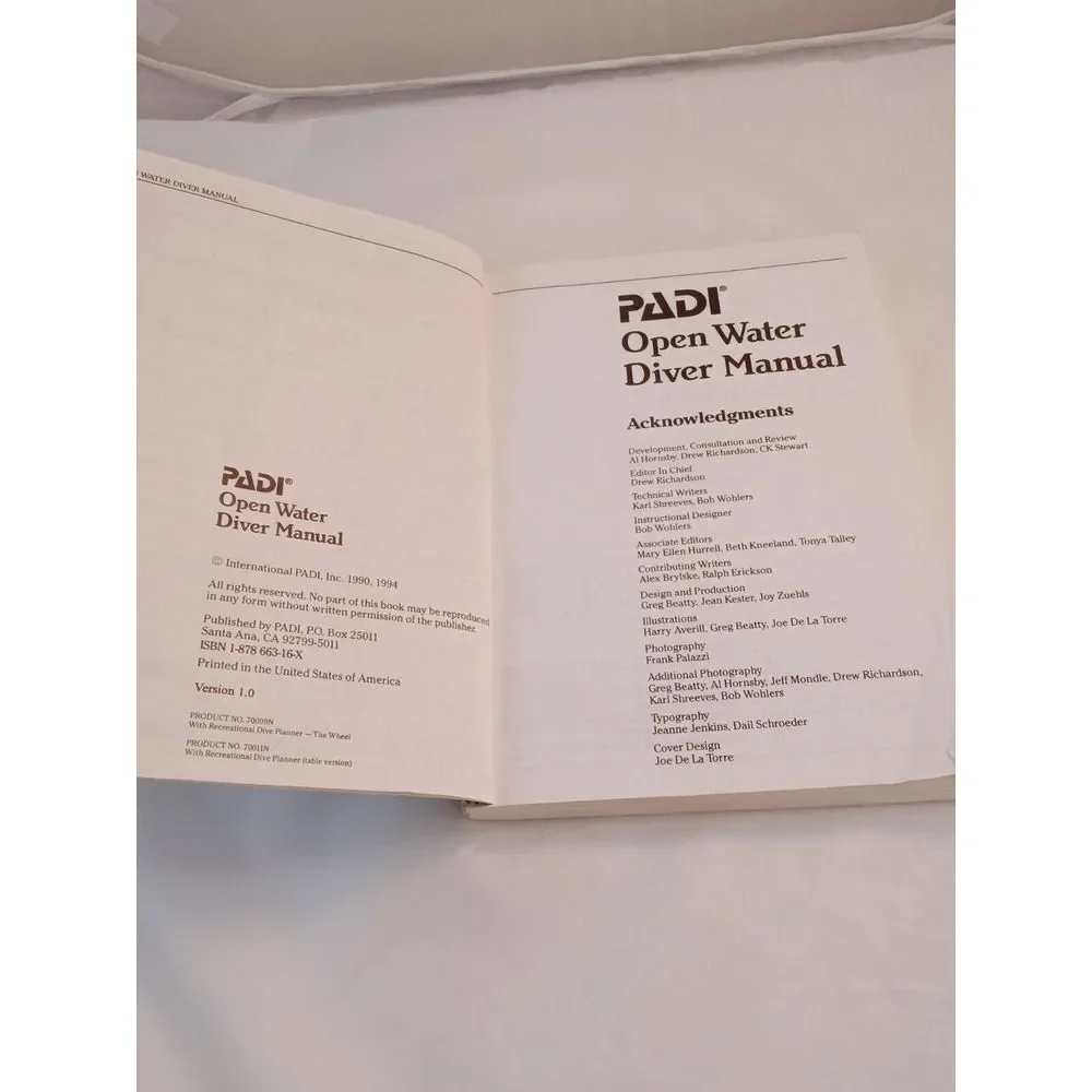 PADI Open Water Diver‎ Manual (1994 S.C. Book) Fun and Adventure of Scuba Diving
